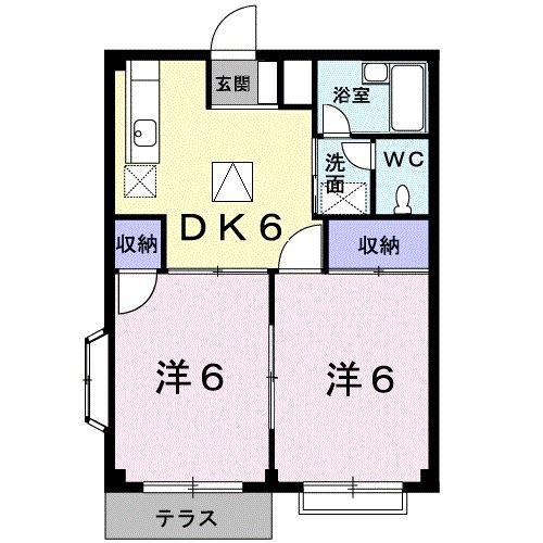 レピュートおんつかII(2DK/1階)の間取り写真