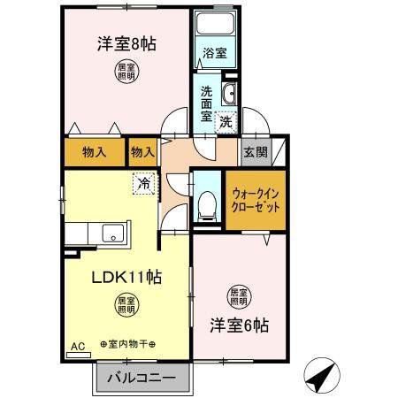 ラルーナ(2LDK/2階)の間取り写真