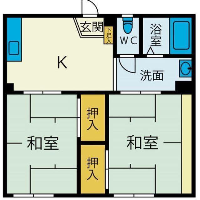 カーサ花巻S館(2DK/2階)の間取り写真
