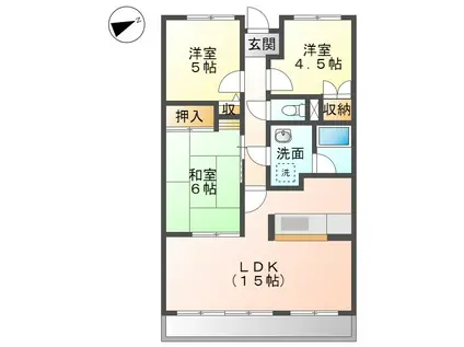 KAGAMIHARAヒルズ(3LDK/1階)の間取り写真