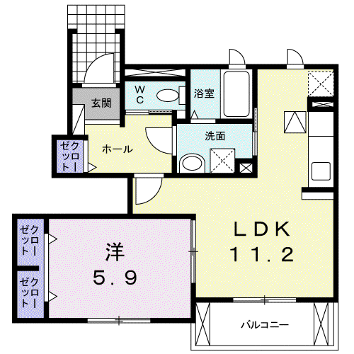 ラフィネT-III(1LDK/1階)の間取り写真