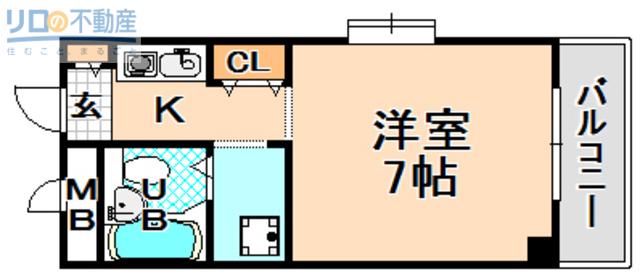 フレスカ北本町(1K/4階)の間取り写真