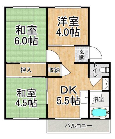 伊川谷マンション(3DK/2階)の間取り写真