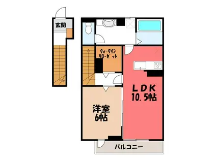 RESIDENCE歌川町 C棟(1LDK/2階)の間取り写真