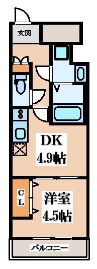 GARDENIA高井田(1DK/5階)の間取り写真