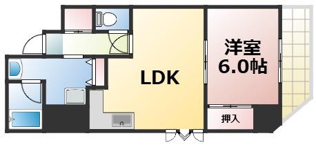 サンポートハイム大今里(1LDK/3階)の間取り写真