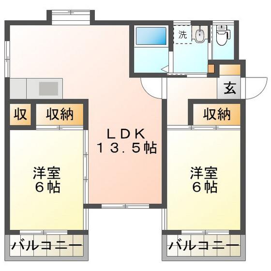 アーバンKEN(2LDK/4階)の間取り写真