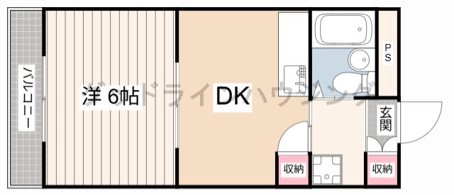 サンハイツ多井田D(1K/2階)の間取り写真