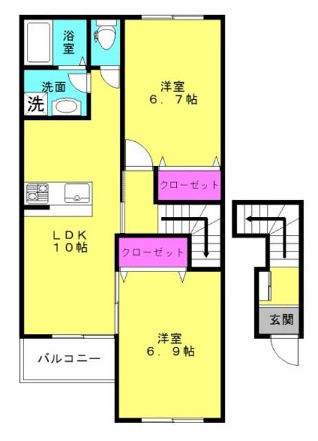 ALWAYS凜(2LDK/2階)の間取り写真