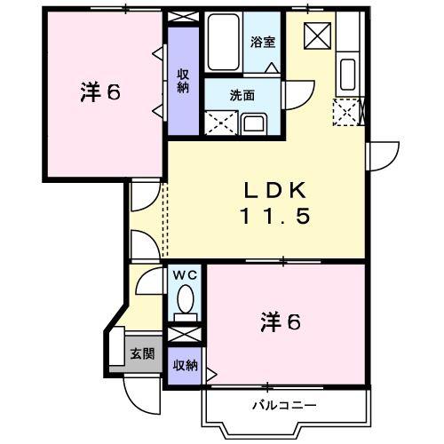 ラフィーネ関戸(2LDK/1階)の間取り写真