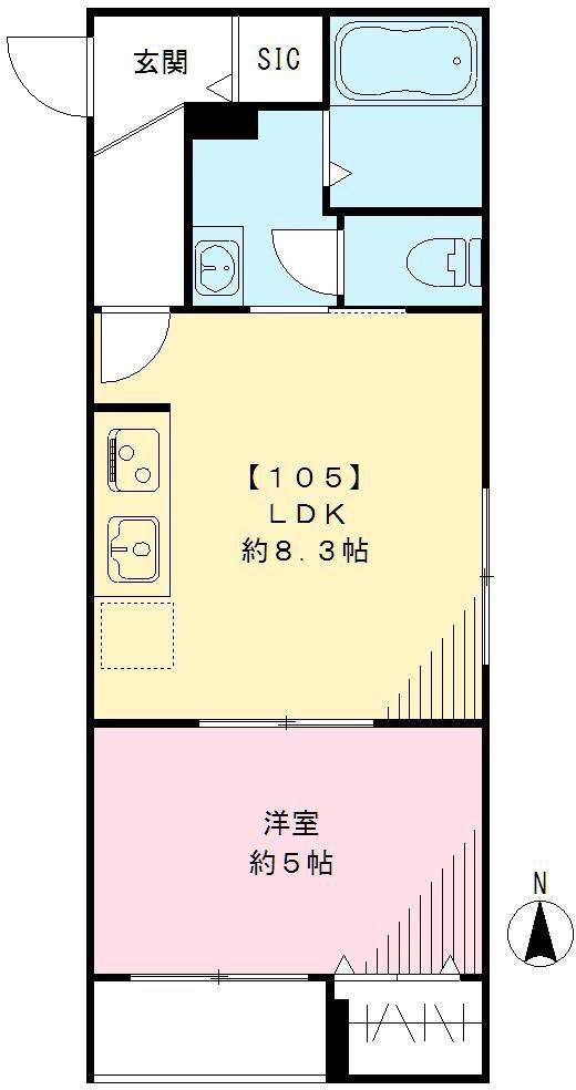 サンジュエル松原(1LDK/1階)の間取り写真