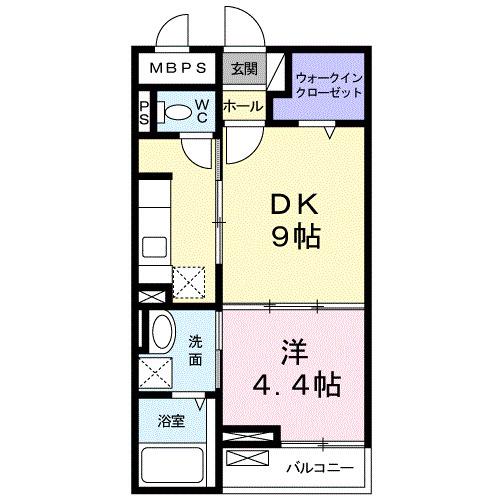アルボル リオ (1DK/1階)の間取り写真