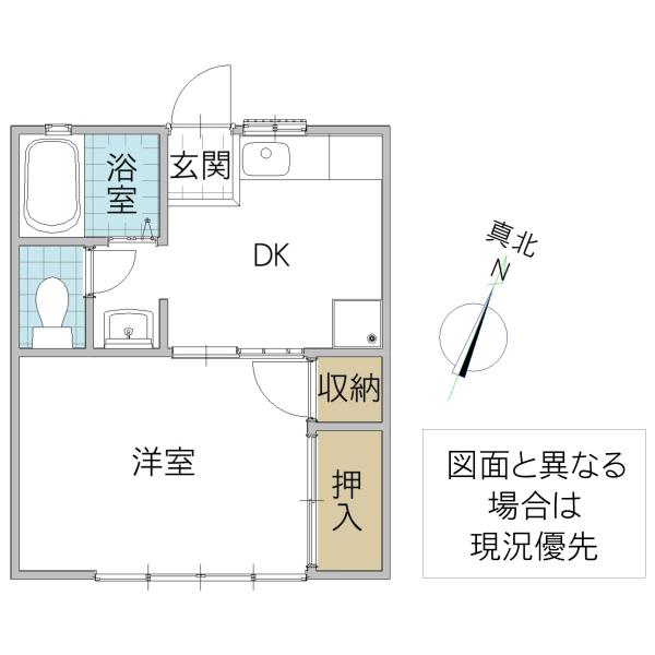 ホープヒルイワモト(1DK/1階)の間取り写真