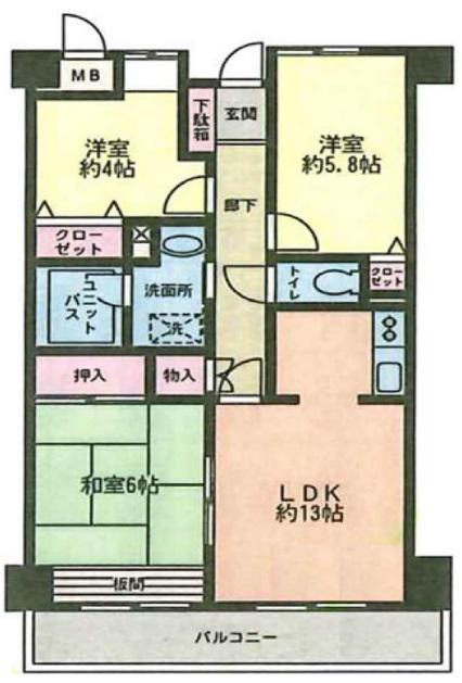 アークフィールズ市川(3LDK/2階)の間取り写真