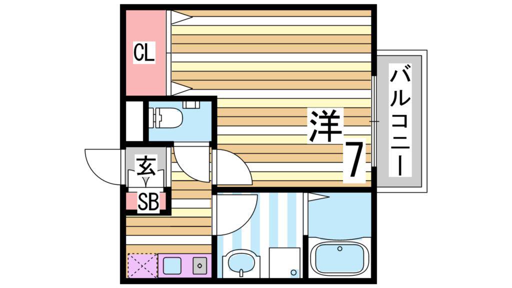 シャルマンコート北野(1K/1階)の間取り写真