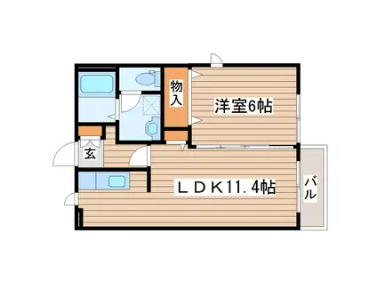 ルミエール北山(1LDK/2階)の間取り写真