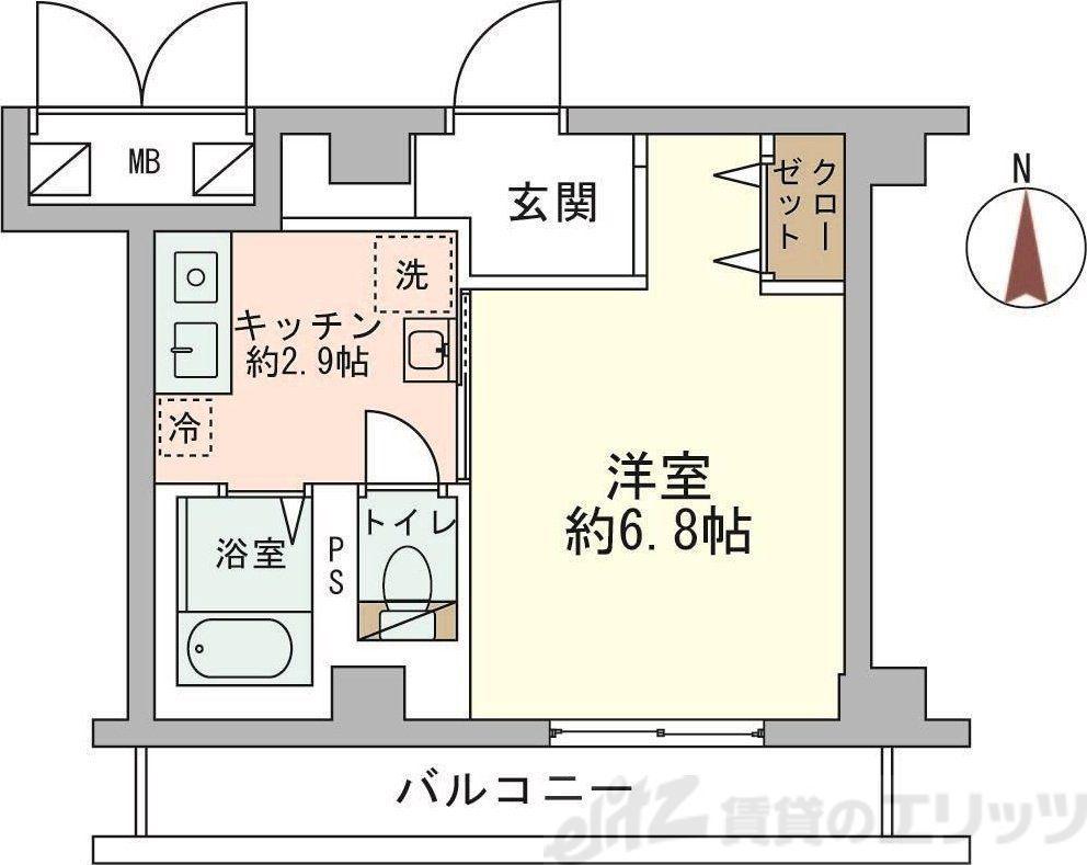 マインズ・コム南茨木(1K/5階)の間取り写真