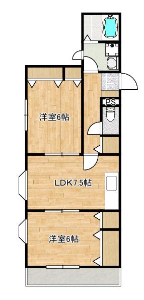ブリリアント(2DK/2階)の間取り写真