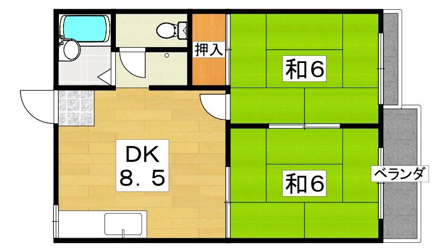 瀧本ハイツ(2DK/2階)の間取り写真
