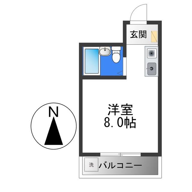 シャトー平野(ワンルーム/4階)の間取り写真