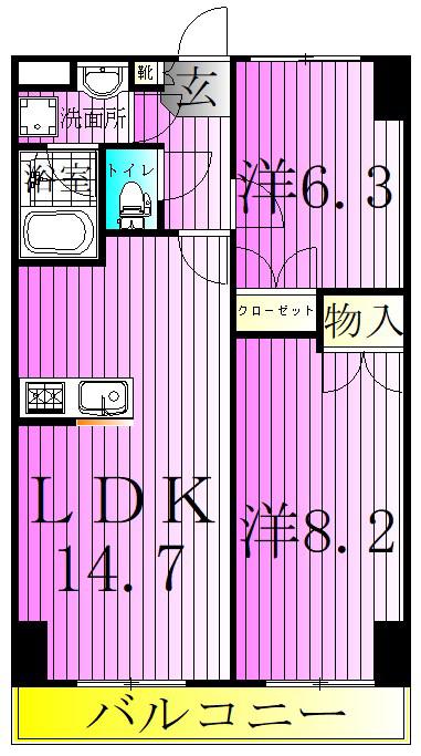 高砂桜&13314(2LDK/3階)の間取り写真