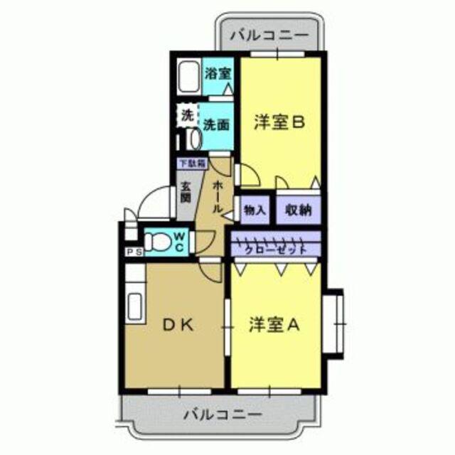 サンテメゾン(2DK/1階)の間取り写真