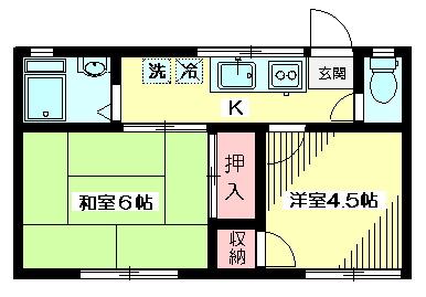 メゾン翼(2K/2階)の間取り写真