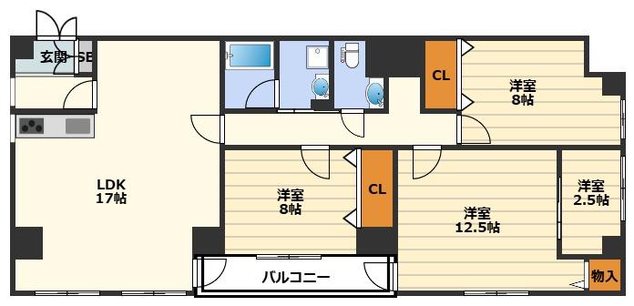 TO U天神橋(3LDK/6階)の間取り写真
