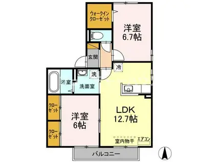 グランドソレイユ(2LDK/2階)の間取り写真