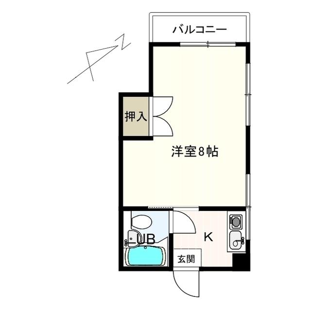 桂ハイム(1K/2階)の間取り写真
