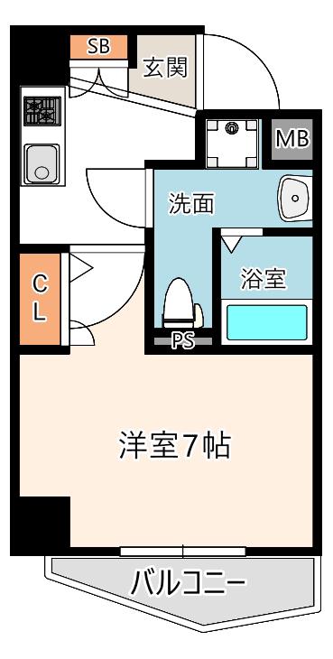 エグゼ阿倍野(1K/4階)の間取り写真