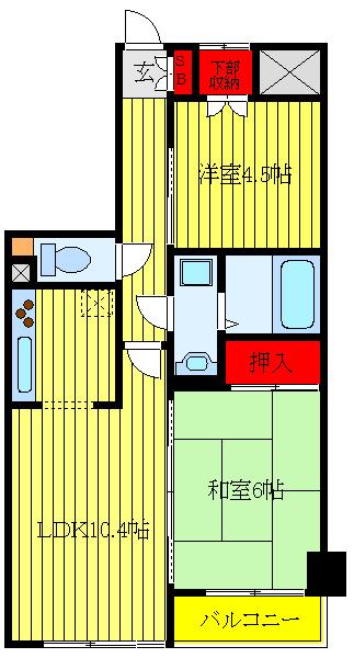 ロイヤルプラザ浅草(2LDK/7階)の間取り写真