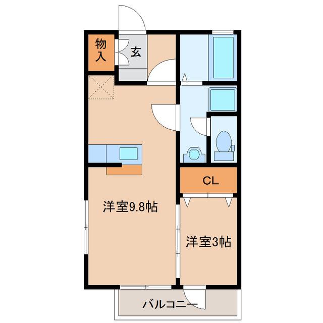 カサヴェルデ弐番館(1LDK/2階)の間取り写真