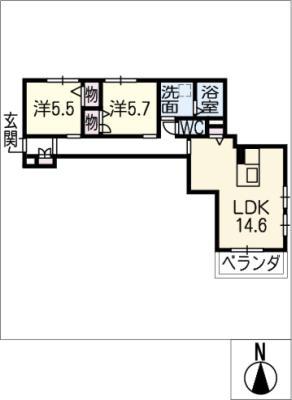 BLOOM STAGE(2LDK/1階)の間取り写真