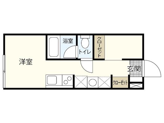 リヴィエール戸坂IV(ワンルーム/2階)の間取り写真