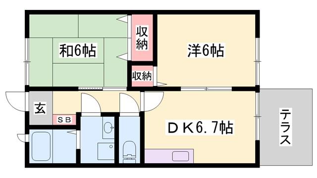 パークサイド 3(2DK/1階)の間取り写真