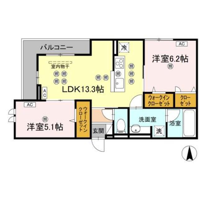 GRACECOURT(2LDK/2階)の間取り写真