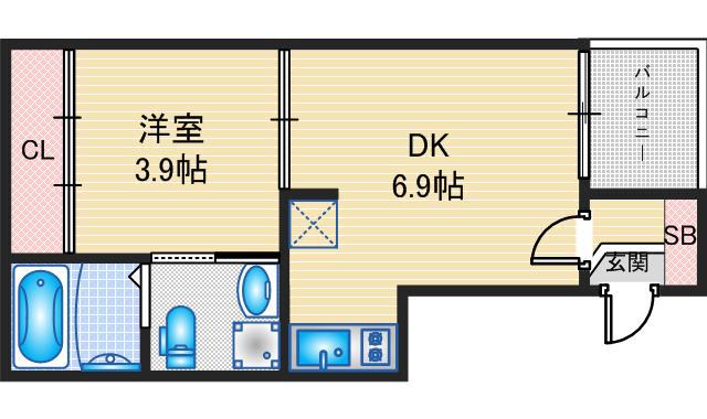ハーモニーテラス吹上公園(1DK/3階)の間取り写真