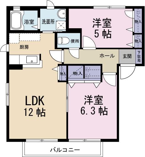 メゾン・ヴィーナス(2LDK/2階)の間取り写真