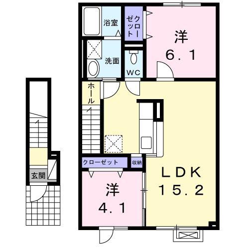 グランデ・ラーモ(2LDK/2階)の間取り写真