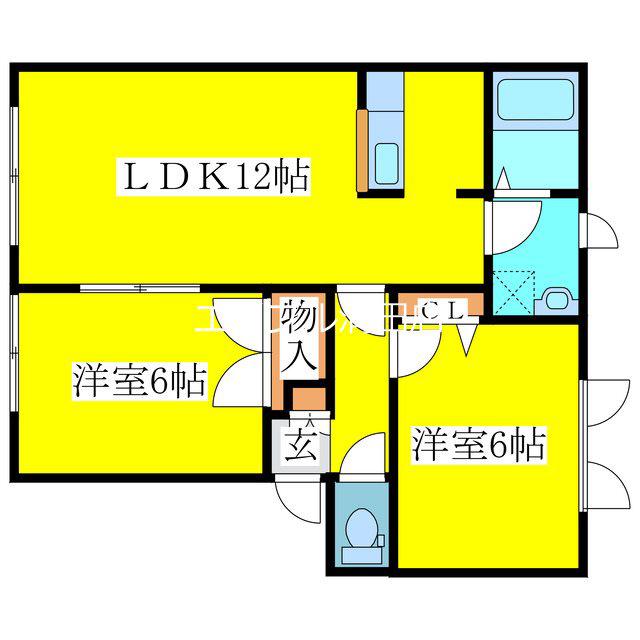 アネックス平岡(2LDK/1階)の間取り写真