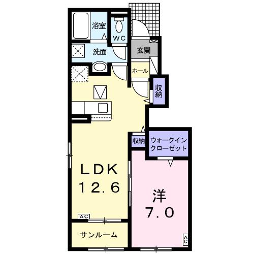 サン・ガーデンA(1LDK/1階)の間取り写真