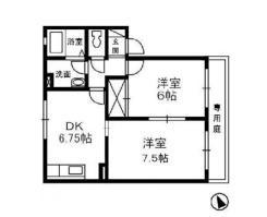 バンビーノC棟(2DK/2階)の間取り写真