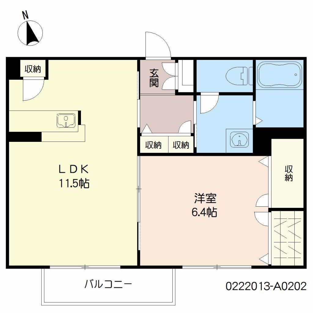 ルーンルディーI(1LDK/2階)の間取り写真