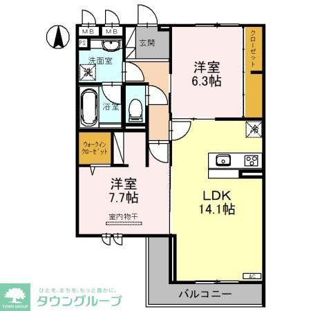 ピース ラ ヴィータ W(2LDK/2階)の間取り写真