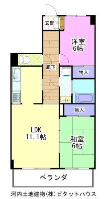 グランドハイツ今泉(2LDK/14階)の間取り写真