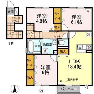 庵 弐番館(3LDK/2階)の間取り写真