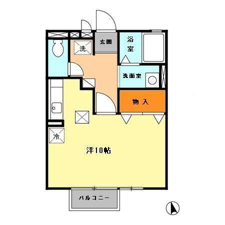 サウスレグルス(ワンルーム/1階)の間取り写真