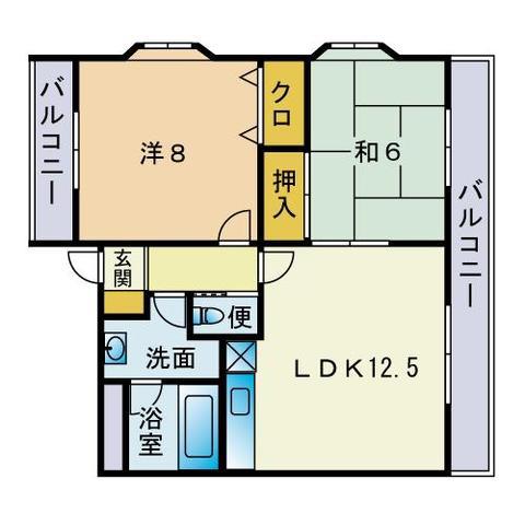 桜台ヴィレッヂ(2LDK/1階)の間取り写真