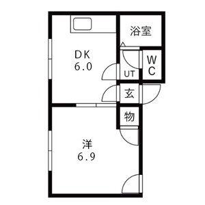 リジョイス参番館(1LDK/2階)の間取り写真